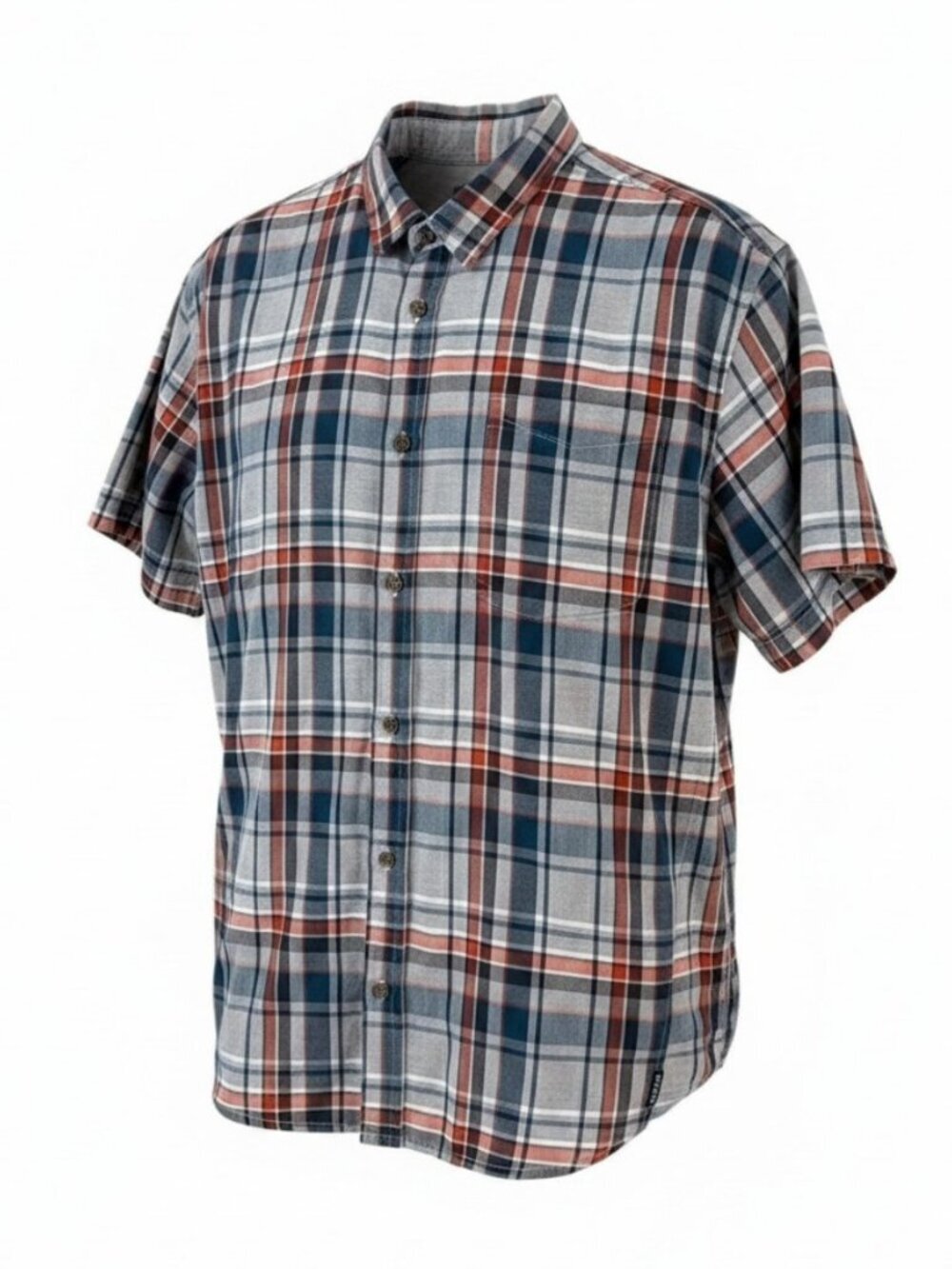 PRANA Blue Red Plaid Breathe Lightweight Button Up Shirt Short Sleeve XXL